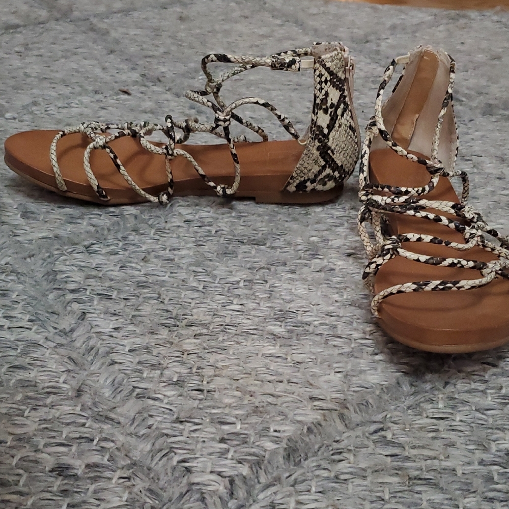 Kaari Blue Tan and Black Gladiator Sandals - Picture 2 of 5